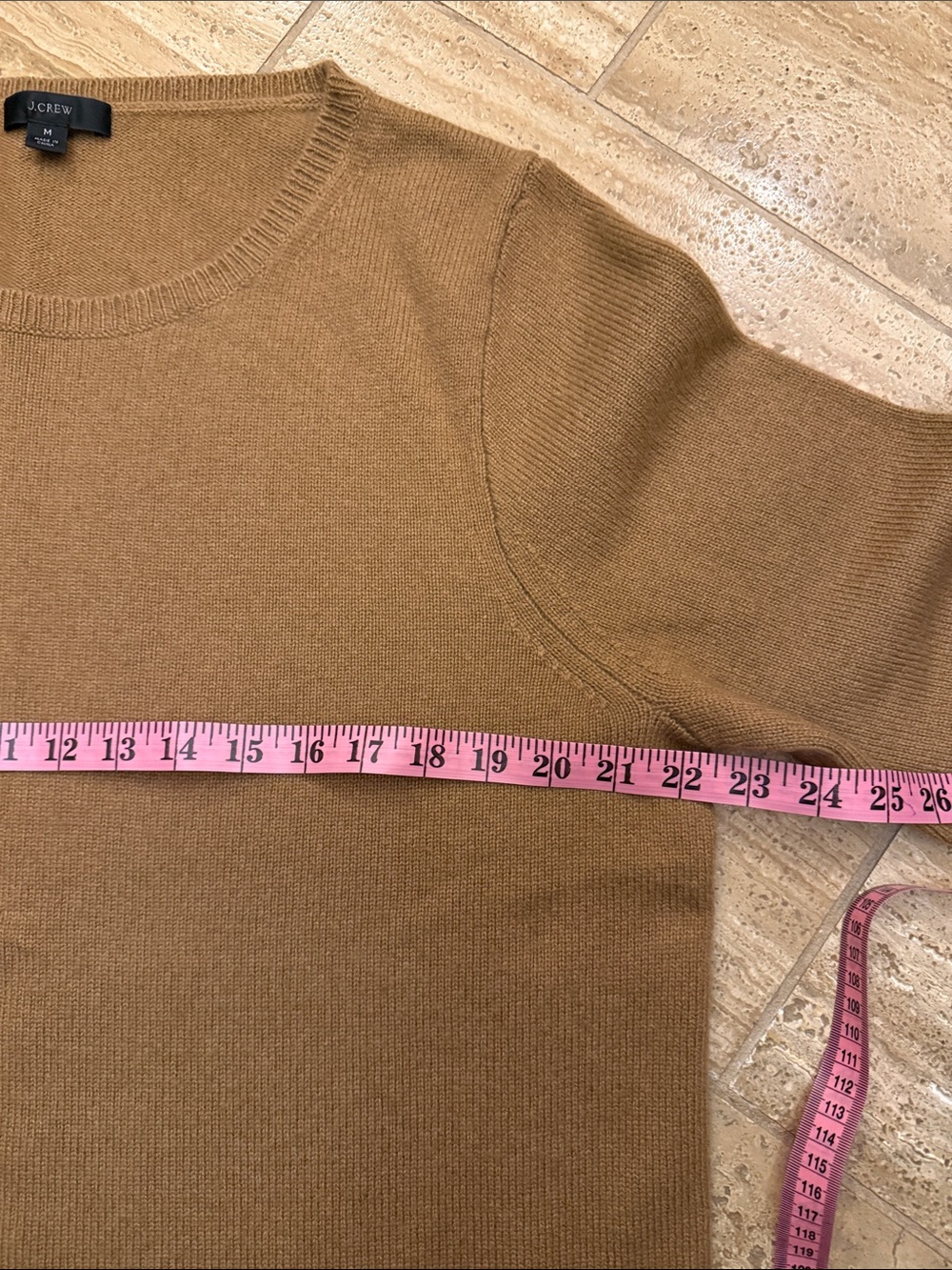 J. Crew Women's Camel/Tan Crewneck Cashmere Wool Long Sweater Medium - Picture 6 of 8